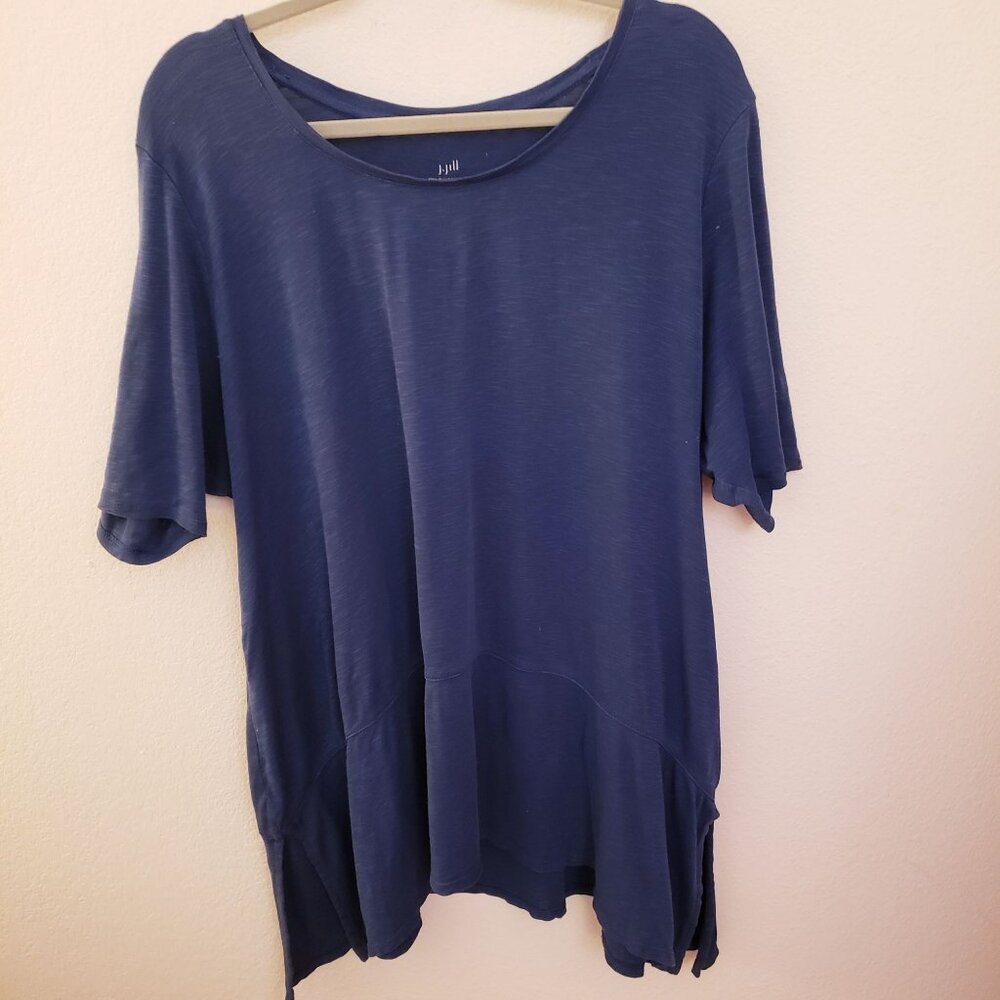 J. Jill Relaxed Fit 100% Pima Cotton Dip Hem Blue Tunic Top Size 2X EUC